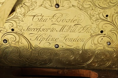 Lot 61 - CHARLES BOSLEY, LONDON. A GEORGE II ORMOLU MOUNTED EBONISED  MUSICAL BRACKET CLOCK WITH ORIGINAL WALL BRACKET