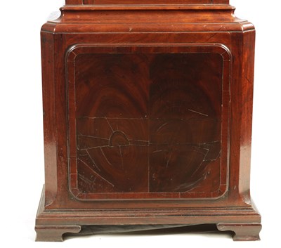 Lot 22 - THOMAS OGDEN, HALIFAX. A GEORGE II SPHERICAL BALL MOON MAHOGANY LONGCASE CLOCK