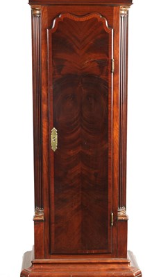 Lot 22 - THOMAS OGDEN, HALIFAX. A GEORGE II SPHERICAL BALL MOON MAHOGANY LONGCASE CLOCK