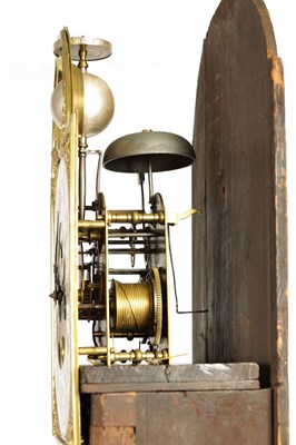 Lot 22 - THOMAS OGDEN, HALIFAX. A GEORGE II SPHERICAL BALL MOON MAHOGANY LONGCASE CLOCK