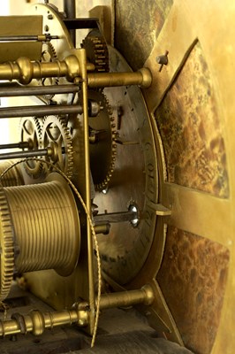 Lot 22 - THOMAS OGDEN, HALIFAX. A GEORGE II SPHERICAL BALL MOON MAHOGANY LONGCASE CLOCK
