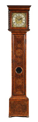 Lot 35 - WILLIAM SPEAKMAN, LONDINI FECIT. A WILLIAM AND MARY 10" OYSTER VENEERED WALNUT AND PARQUETRY LONGCASE CLOCK