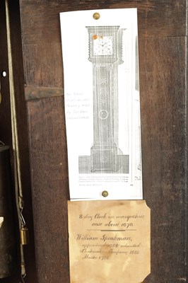 Lot 35 - WILLIAM SPEAKMAN, LONDINI FECIT. A WILLIAM AND MARY 10" OYSTER VENEERED WALNUT AND PARQUETRY LONGCASE CLOCK