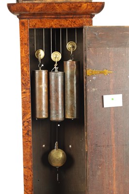 Lot 63 - DANIEL QUARE, LONDON. A FINE AND IMPORTANT QUEEN ANNE MONTH GOING QUARTER CHIMING MULBERRY VENEERED LONGCASE CLOCK CIRCA 1700