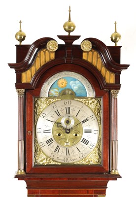 Lot 764 - THOMAS OGDEN, HALIFAX. A RARE GEORGE II WORLD TIME DIAL MAHOGANY LONGCASE CLOCK