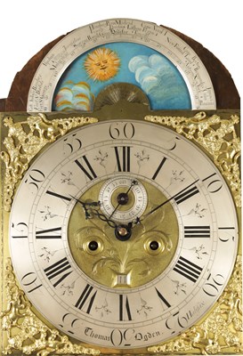Lot 764 - THOMAS OGDEN, HALIFAX. A RARE GEORGE II WORLD TIME DIAL MAHOGANY LONGCASE CLOCK