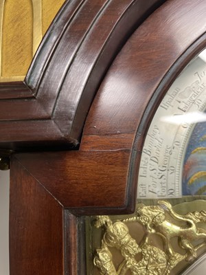 Lot 764 - THOMAS OGDEN, HALIFAX. A RARE GEORGE II WORLD TIME DIAL MAHOGANY LONGCASE CLOCK