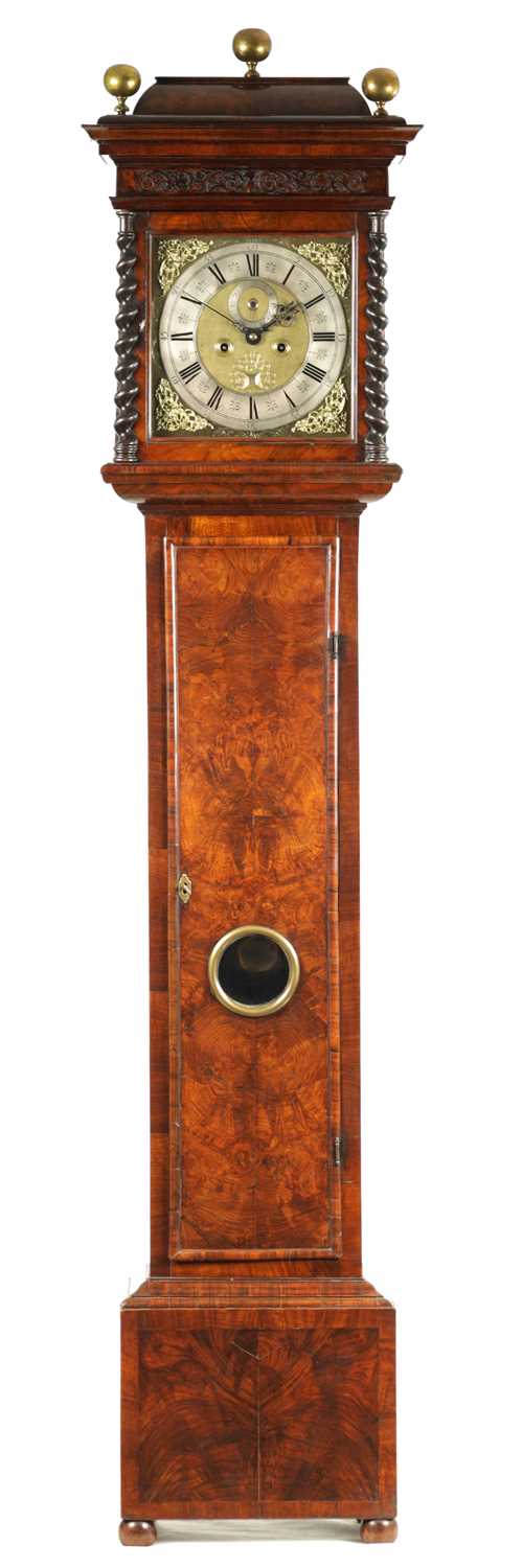 Lot 81 - GEORGE ETHERINGTON, LONDON. A WILLIAM AND MARY BURR WALNUT MONTH DURATION LONGCASE CLOCK
