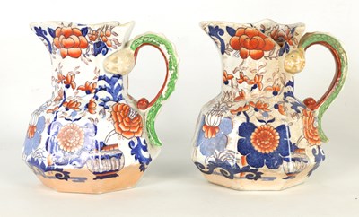Lot 162 - A PAIR OF 19TH CENTURY MASONS IRONSTONE JUGS