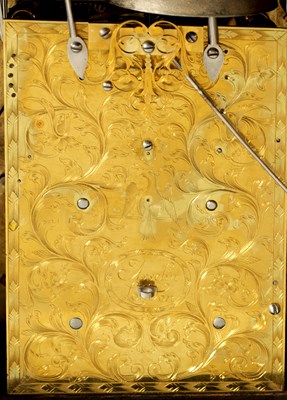 Lot 93 - STEPHEN ASSELIN, LONDON. A QUEEN ANNE ORMOLU MOUNTED EBONY VENEERED QUARTER REPEATING TABLE CLOCK
