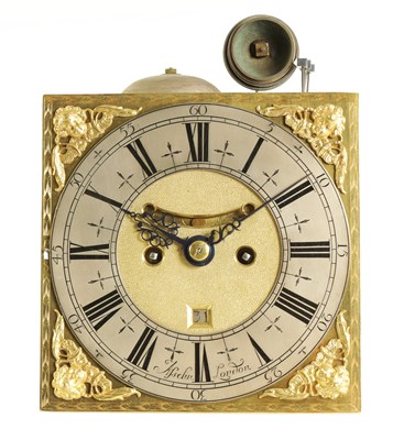 Lot 93 - STEPHEN ASSELIN, LONDON. A QUEEN ANNE ORMOLU MOUNTED EBONY VENEERED QUARTER REPEATING TABLE CLOCK