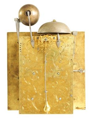 Lot 93 - STEPHEN ASSELIN, LONDON. A QUEEN ANNE ORMOLU MOUNTED EBONY VENEERED QUARTER REPEATING TABLE CLOCK