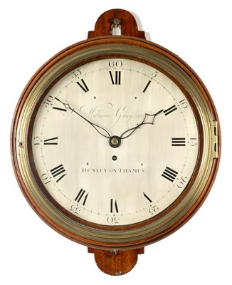 Lot 86 - WILLIAM GRAYSON, HENLEY-ON-THAMES. A GEORGE III 'SALT BOX' VERGE WALL CLOCK