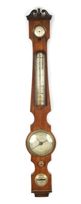 Lot 540 - A 19TH CENTURY 4" DIAL ROSEWOOD WHEEL BAROMETER