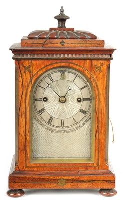 Lot 787 - JAMES GOWLAND, LEATHERSELLERS BUILDINGS, LONDON WALL. A SMALL WILLIAM IV ROSEWOOD DOUBLE FUSEE MANTEL CLOCK