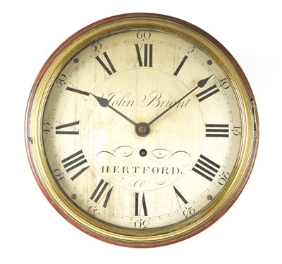 Lot 70 - JOHN BRIANT, HERTFORD. A GEORGE III 10" SILVERED DIAL WALL CLOCK