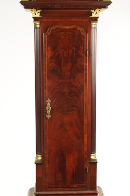 Lot 53 - FINNEY, LIVERPOOL. A GEORGE II FIGURED MAHOGANY MUSICAL LONGCASE CLOCK
