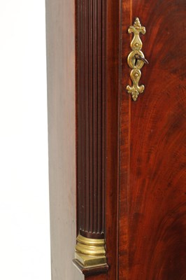 Lot 53 - FINNEY, LIVERPOOL. A GEORGE II FIGURED MAHOGANY MUSICAL LONGCASE CLOCK