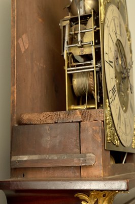 Lot 53 - FINNEY, LIVERPOOL. A GEORGE II FIGURED MAHOGANY MUSICAL LONGCASE CLOCK
