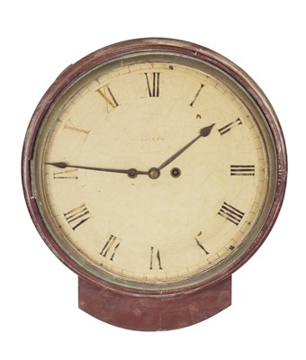 Lot 576 - A LATE GEORGE III FIGURED MAHOGANY DOUBLE FUSEE WALL CLOCK