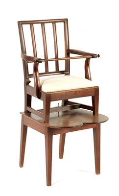 Lot 681 - A GEORGE III SHERATON STYLE CHILD'S CHAIR ON STAND