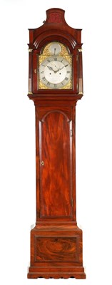 Lot 600 - FRANCIS PERIGAL, BOND STREET, LONDON . A GEORGE III FIGURED MAHOGANY LONGCASE CLOCK