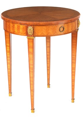 Lot 722 - ALEXANDRE HUGNET, PARIS. A FRENCH LATE 19TH CENTURY LOUIS XVI STYLE KINGWOOD CIRCULAR OCCASIONAL TABLE