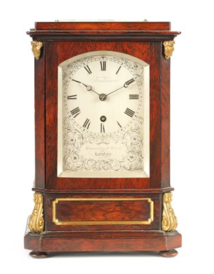 Lot 33 - FRODSHAM, GRACECHURCH STREET, LONDON. A SMALL MID 19TH CENTURY ORMOLU MOUNTED ROSEWOOD MANTEL CLOCK