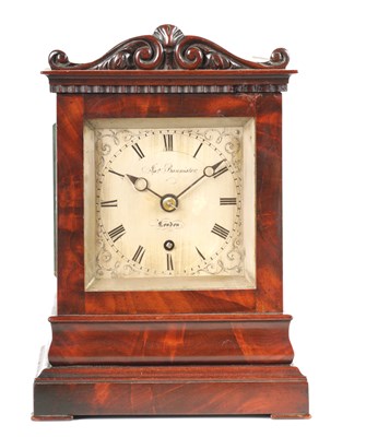 Lot 56 - JASON BANNISTER, LONDON. A SMALL MID 19TH CENTURY ENGLISH FUSEE MANTEL CLOCK