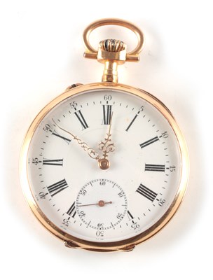 Lot 198 - AN EARLY 20TH CENTURY FRENCH 18CT GOLD OPEN FACE POCKET WATCH