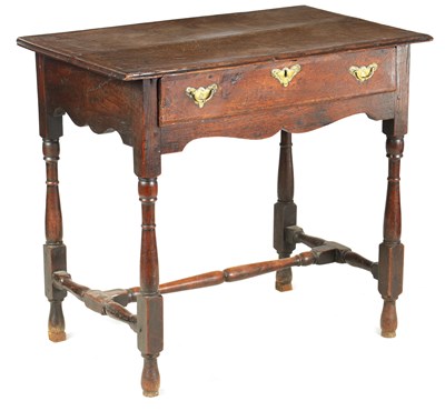Lot 703 - AN EARLY 18TH CENTURY WALNUT BANDED OAK SIDE TABLE