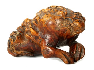 Lot 74 - A JAPANESE MEIJI PERIOD BURR WOOD OKIMONO