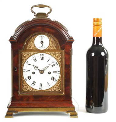 Lot 47 - JOHN MASON, LONDON. A RARE GEORGE III TRIPLE PAD TOP BRACKET CLOCK OF SMALL PROPORTIONS