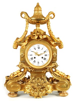 Lot 16 - RAINGO FRES. PARIS. A LARGE AND IMPRESSIVE 19TH CENTURY FRENCH ORMOLU MANTEL CLOCK