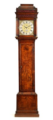 Lot 92 - BENJ: GRAY & JUST: VULLIAMY, LONDON. A GEORGE II FIGURED WALNUT 8-DAY LONGCASE CLOCK