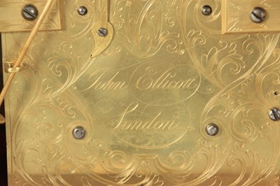Lot 40 - JOHN ELLICOTT, LONDON. A FINE GEORGE II GREEN LACQUER CHINOISERIE BRACKET CLOCK
