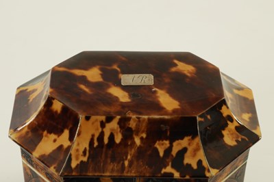 Lot 643 - A FINE REGENCY TORTOISESHELL TEA CADDY