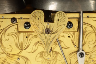 Lot 60 - JONATHAN LOWNDES IN YE PALL MALL, (LONDON).  A WILLIAM AND MARY EBONY VENEERED GILT BRASS MOUNTED BASKET TOP BRACKET CLOCK CIRCA 1685