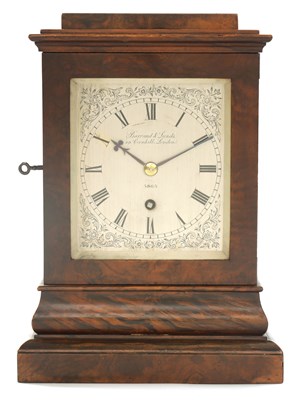 Lot 57 - BARRAUD & LUND, 49 CORNHILL, LONDON. NO. 5863 A MID 19TH CENTURY WALNUT LIBRARY CLOCK
