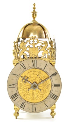 Lot 59 - JOHN CRUCEFIX AT YE BLUE BOAR, LONDINI FECIT. A LATE 17TH CENTURY BRASS LANTERN CLOCK