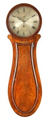 Lot 83 - MONKHOUSE, CARLISLE.  A GEORGE III FIGURED MAHOGANY TAVEN REGULATOR WALL CLOCK
