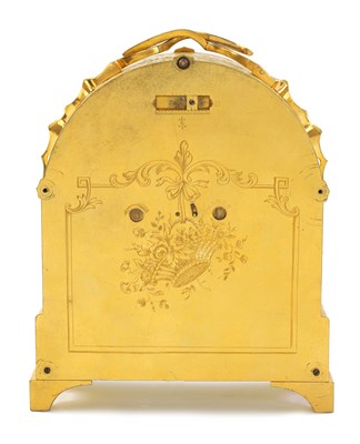 Lot 38 - JAMES MURRAY, 30 CORNHILL, LONDON.  A FINE MID 19TH CENTURY ENGLISH 'HUMPBACK' GILT BRASS FUSEE CARRIAGE CLOCK
