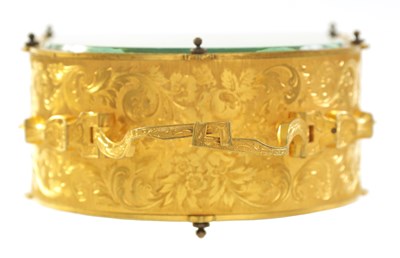 Lot 38 - JAMES MURRAY, 30 CORNHILL, LONDON.  A FINE MID 19TH CENTURY ENGLISH 'HUMPBACK' GILT BRASS FUSEE CARRIAGE CLOCK
