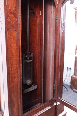 Lot 65 - ATT. JAMES CONDLIFF  A SUPERB FIDDLE BACK AND FIGURED MAHOGANY GOTHIC REGULATOR LONGCASE CLOCK IN THE MANNER OF THOMAS HOPE