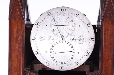 Lot 65 - ATT. JAMES CONDLIFF  A SUPERB FIDDLE BACK AND FIGURED MAHOGANY GOTHIC REGULATOR LONGCASE CLOCK IN THE MANNER OF THOMAS HOPE