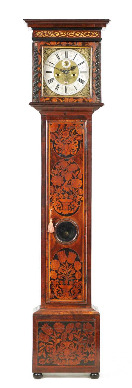 Lot 76 - ROBERT BROWNE CHELMSFORD. A WILLIAM & MARY WALNUT & MARQUETRY PANELLED LONGCASE CLOCK