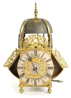 Lot 90 - THOMAS TAYLOR IN HOLBORN.  A LATE 17TH CENTURY WINGED BRASS LANTERN CLOCK