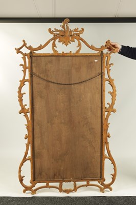 Lot 780 - A GOOD PAIR OF GEORGE III CHIPPENDALE DESIGN CARVED GILT GESSO  HANGING MIRRORS