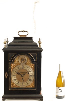 Lot 597 - WINDMILLS, LONDON. A GEORGE I EBONISED MUSICAL BRACKET CLOCK WITH PULL QUARTER REPEAT