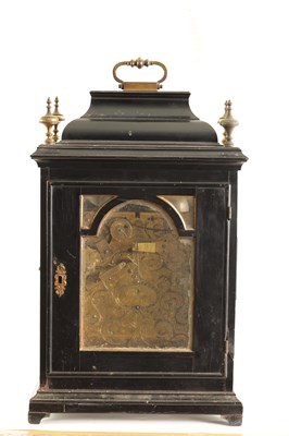Lot 597 - WINDMILLS, LONDON. A GEORGE I EBONISED MUSICAL BRACKET CLOCK WITH PULL QUARTER REPEAT